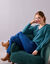Trui met V-hals, patenttricot met zachte touch (saliegroen)