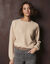 Pull manches marteau maille fantaisie (naturel)
