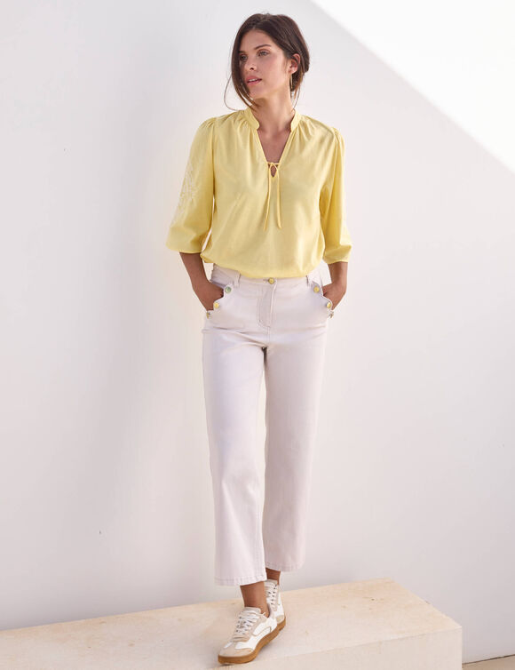Pantalon coupe droite 7/8&egrave;me (&eacute;cru)