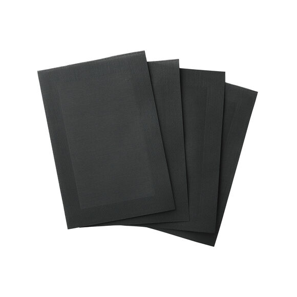 Lot de 4 sets de table - vinyle tressé (anthracite)