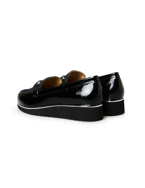 Slip-ons met sleehak, franjes en kwastjes - luipaard/bruin (zwart)