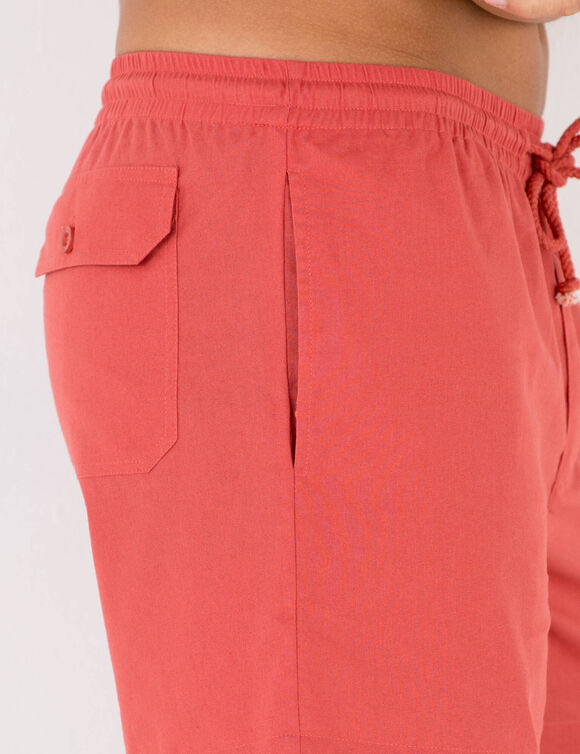 Short in canvas met elastische taille (tomette)