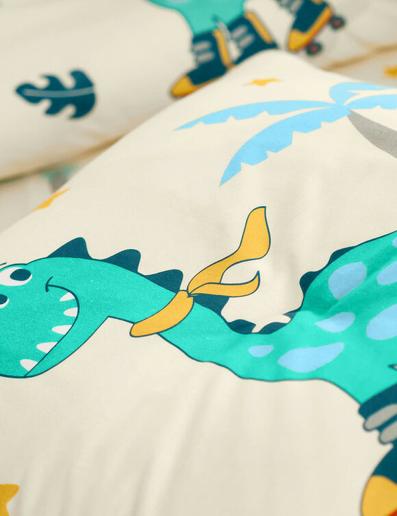 Linge de lit enfant à motifs skate Dinoroul 1 personne - coton (blanc)