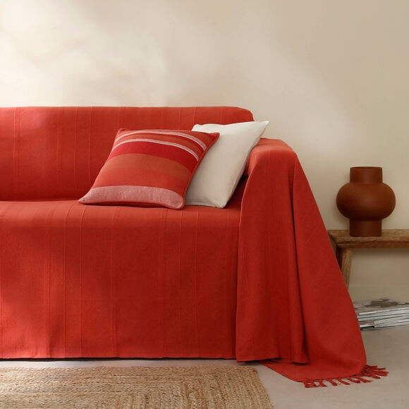 Housse coussin multicolore coton tissage artisanal - lot de 2 (terracotta)