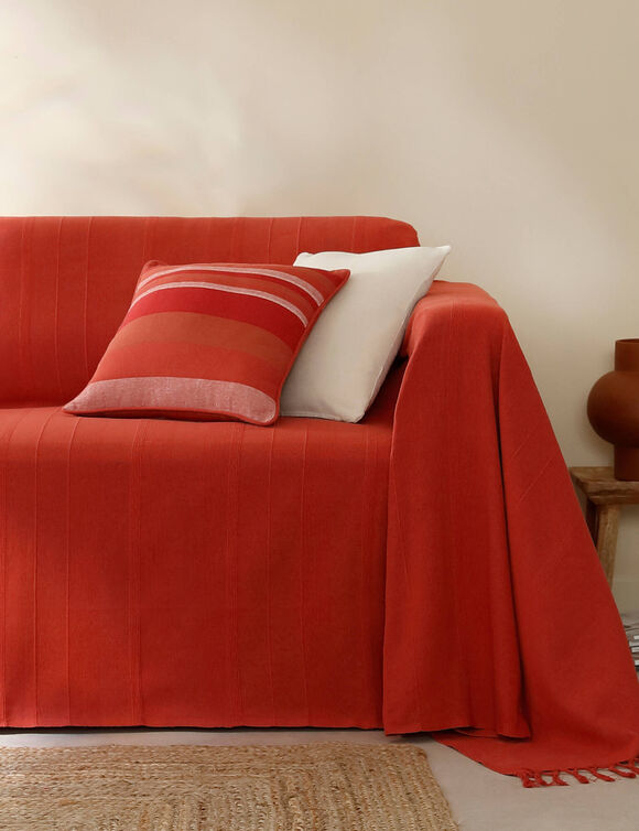 Housse coussin multicolore coton tissage artisanal - lot de 2 (terracotta)