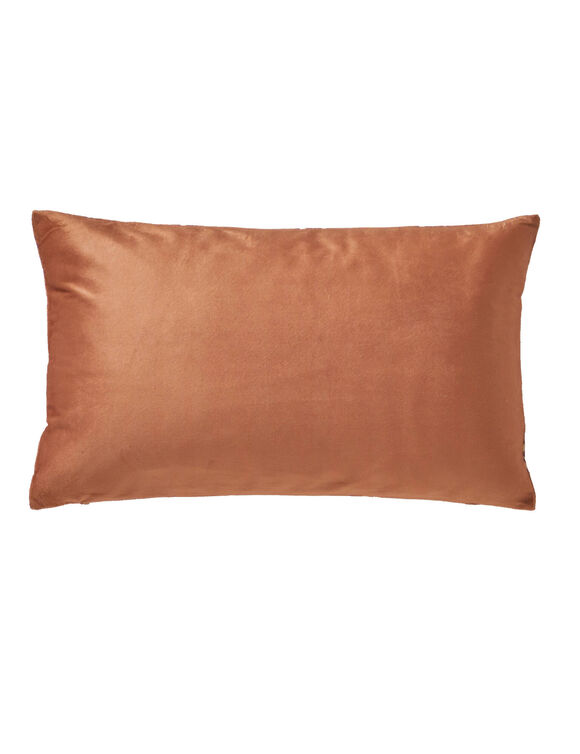 Coussin rectangulaire velours imprimé fleurs (caramel)