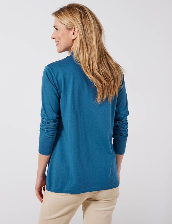 T-shirt col montant manches longues (bleu prusse)