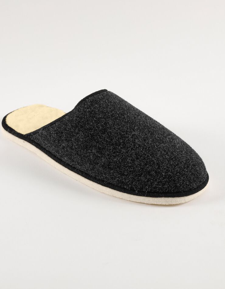 Mules homme silencieuses fourrées laine, gris Mules homme silencieuses fourrées laine, gris, hi-res image number 0