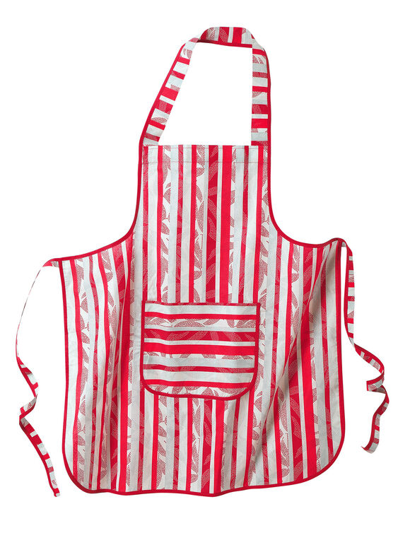 Gestreept keukenschort in voorschootmodel (rood)