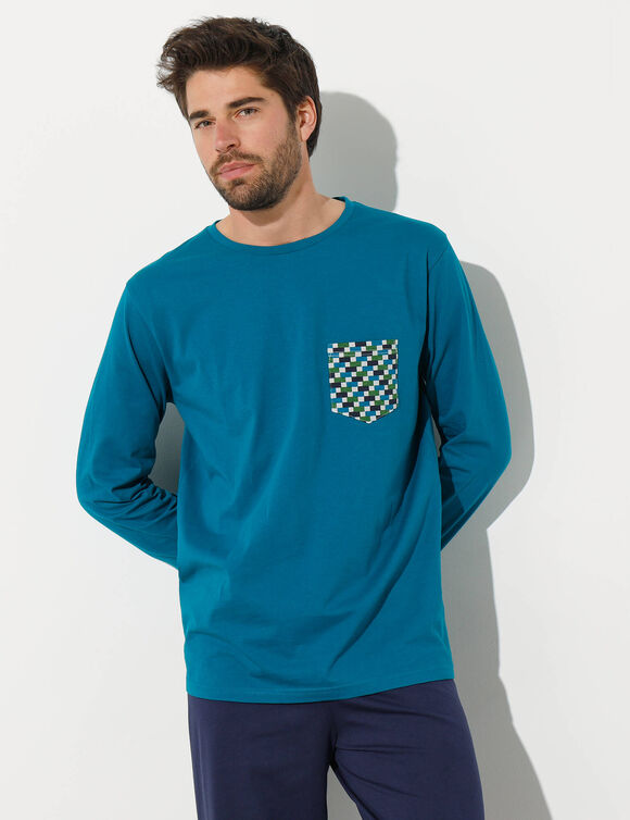 T-shirt pyjama manches longues bleu canard (bleu canard)