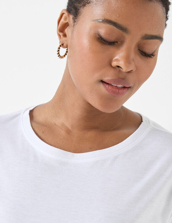 T-shirt volume loose manches 3/4 (blanc)