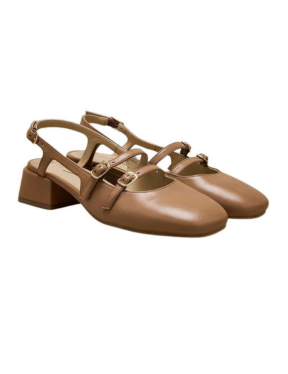 Babies slingback cuir largeur confort  (caramel)