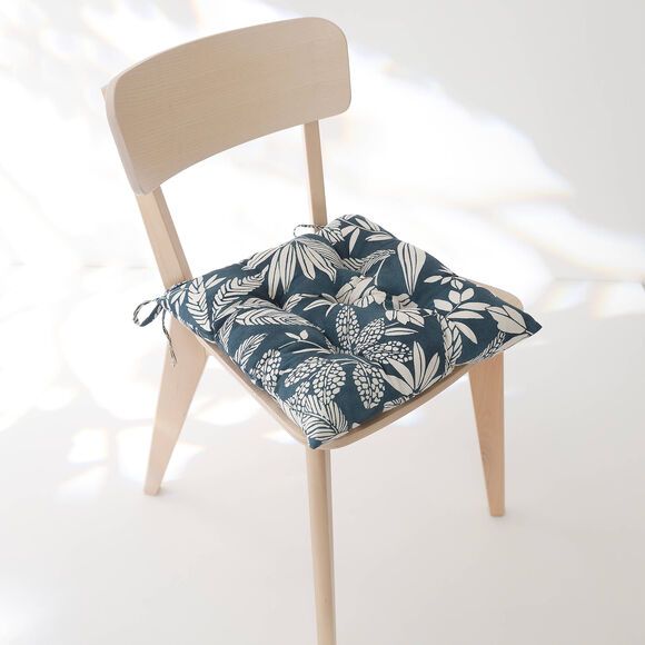 Galette de chaise carrée imprimée - lot de 2 (bleu)