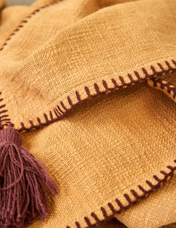 Plaid uni coton texturé (caramel)