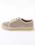 Sneakers met sleehak en koordzool (vlaskleur)