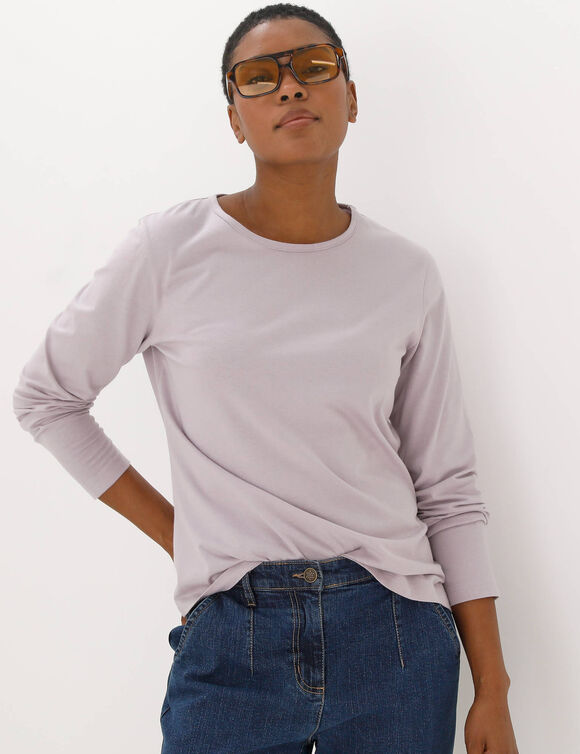 T-shirt uni manches longues (parme)