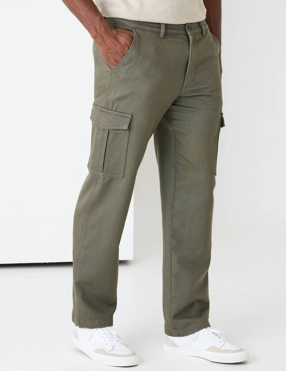 Pantalon cargo en serg&eacute; ultra stretch - L30 (kaki)