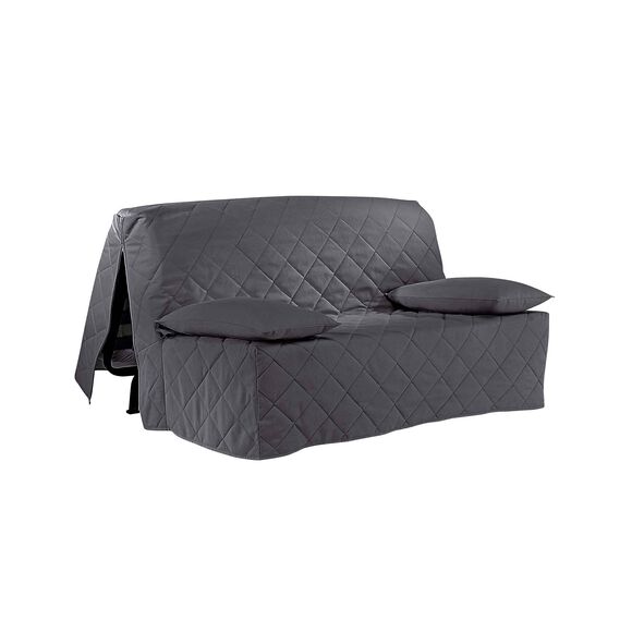 Housse canap&eacute; BZ coton bachette uni matelass&eacute; (gris anthracite)