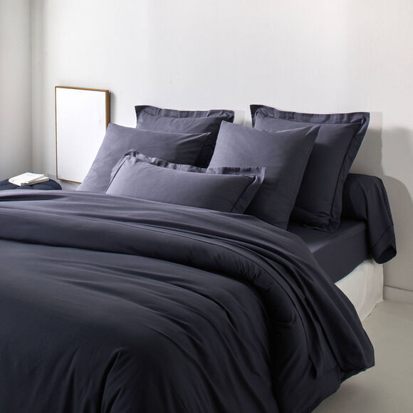 Effen bedlinnen in katoen (inktblauw)