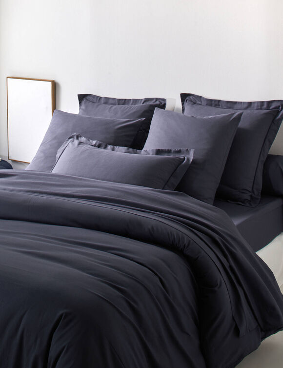 Effen bedlinnen in katoen (inktblauw)