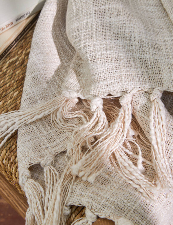 Effen plaid in getextureerd katoen  (ivoorkleur)