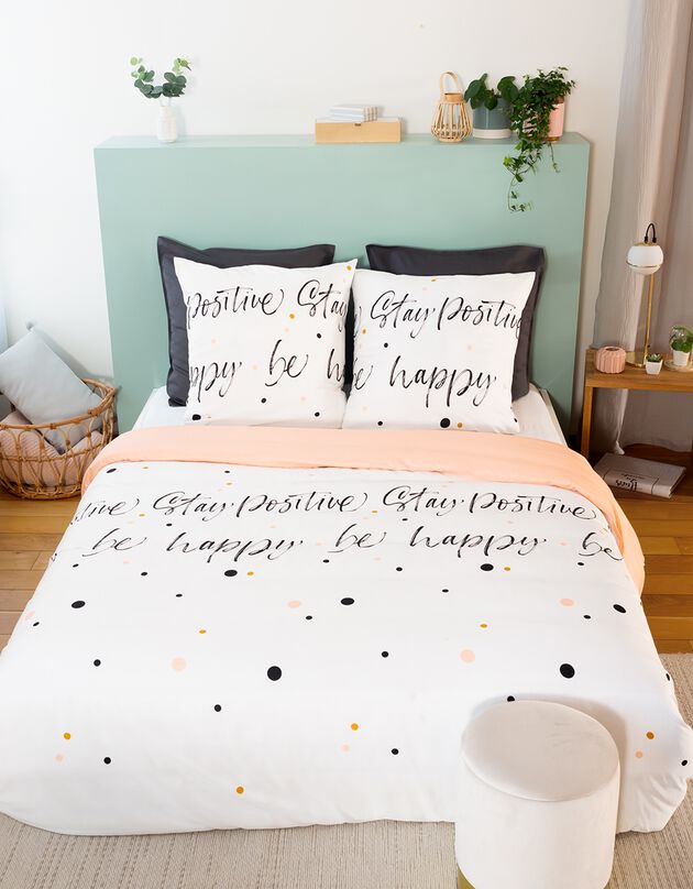 Lakenset 'Happy' - microvezel (wit / roze)