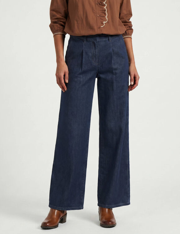 Jeans met tangen, wijde pasvorm (raw)