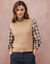 Pull col rond sans manches (beige chin&eacute;)