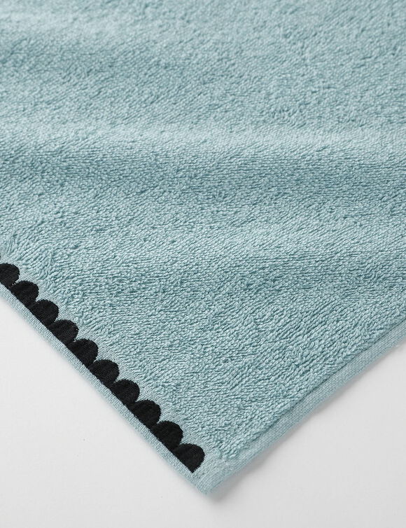 Serviettes de bain finition broderie fantaisie - 420g/m2 (lagon)