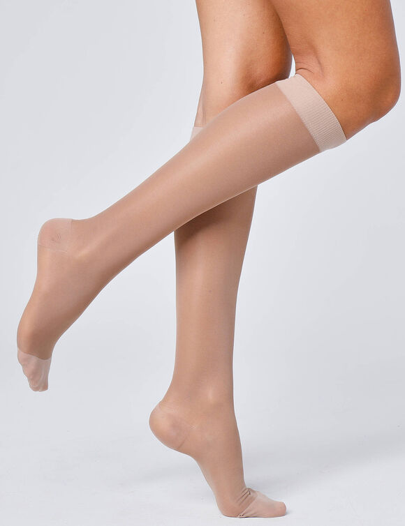 Vermoeidheidswerende kniekousen 140 denier - set van 2 paar (beige)