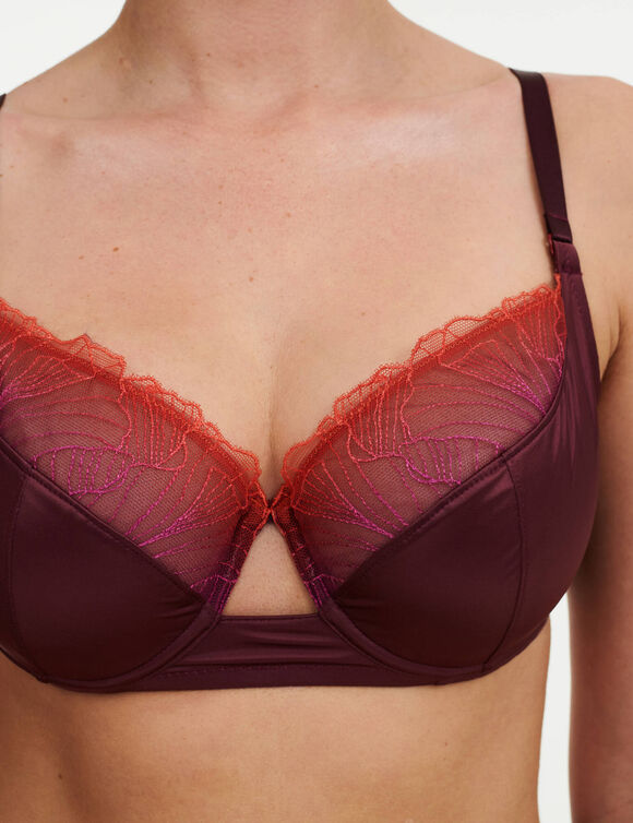 Soutien-gorge emboîtant en maille et dentelle « Tatoo love » - avec armatures (prune)