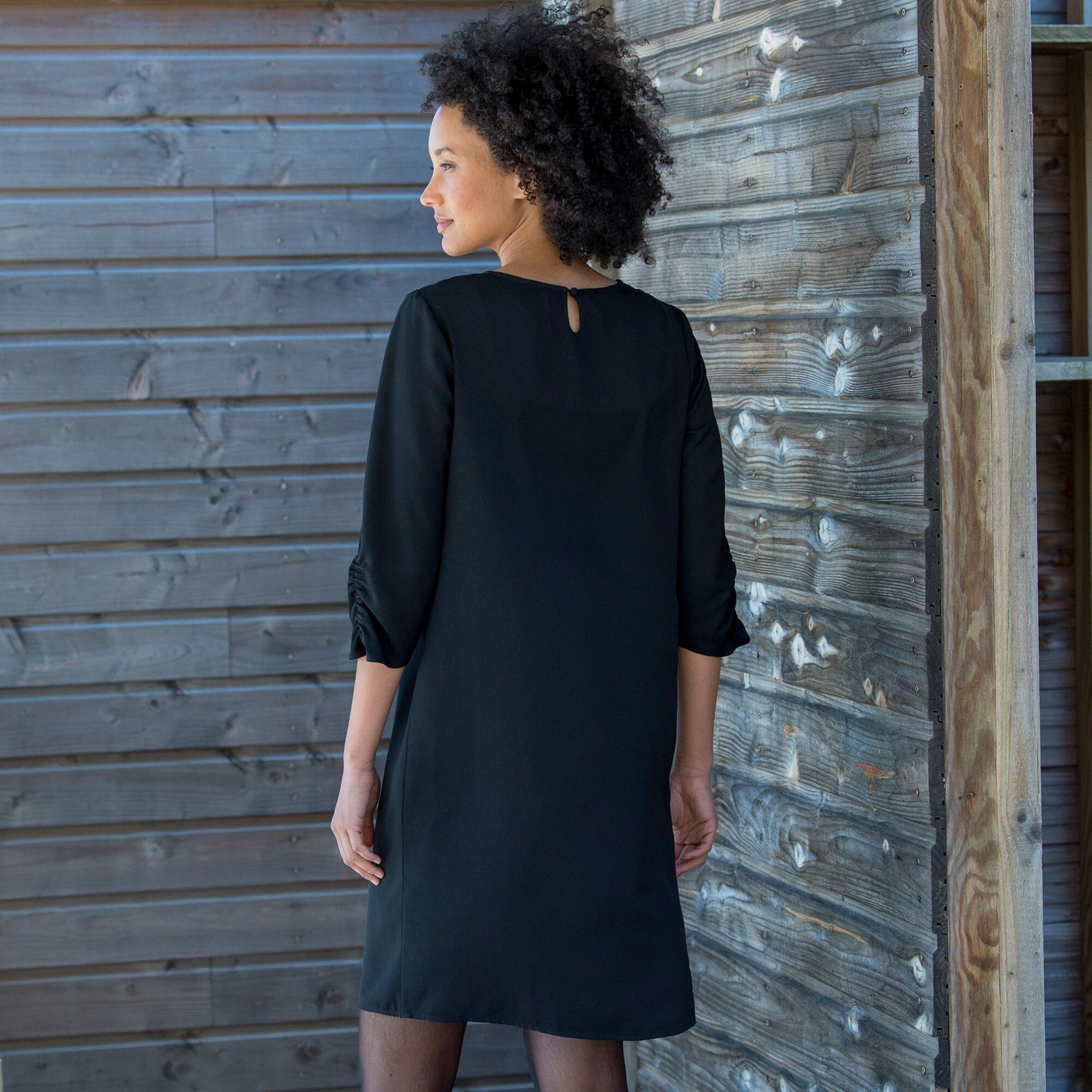 Robe housse unie manches 3 4 noir Blancheporte