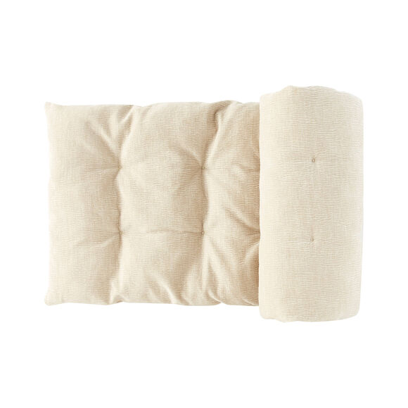 Lang zitbankkussen van chenilleweefsel (naturel)