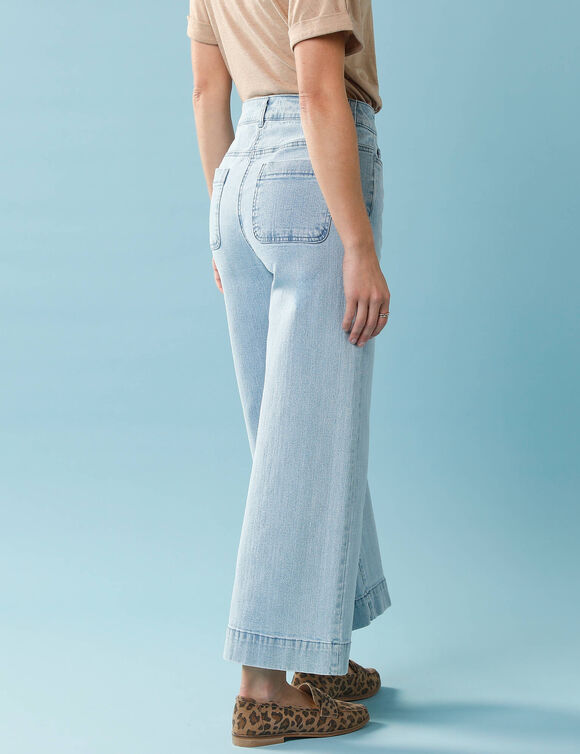 Jeans met hoge taille, voor Kleine Lengtes, binnenpijplengte 60 cm, ruim 7/8-model (bleached)