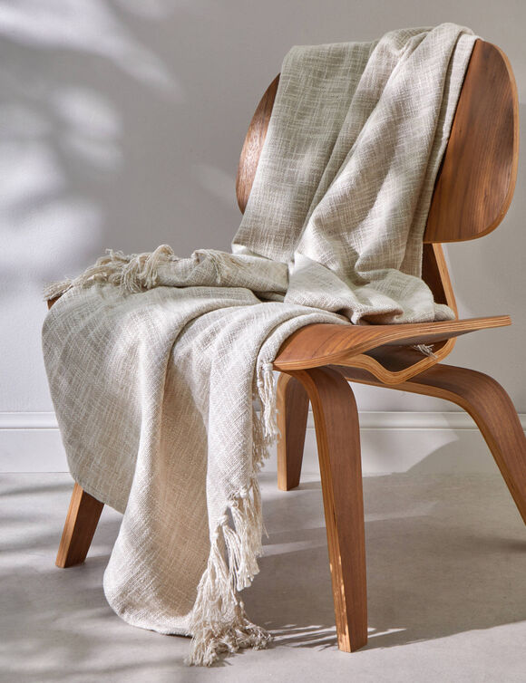 Effen plaid in getextureerd katoen  (ivoorkleur)