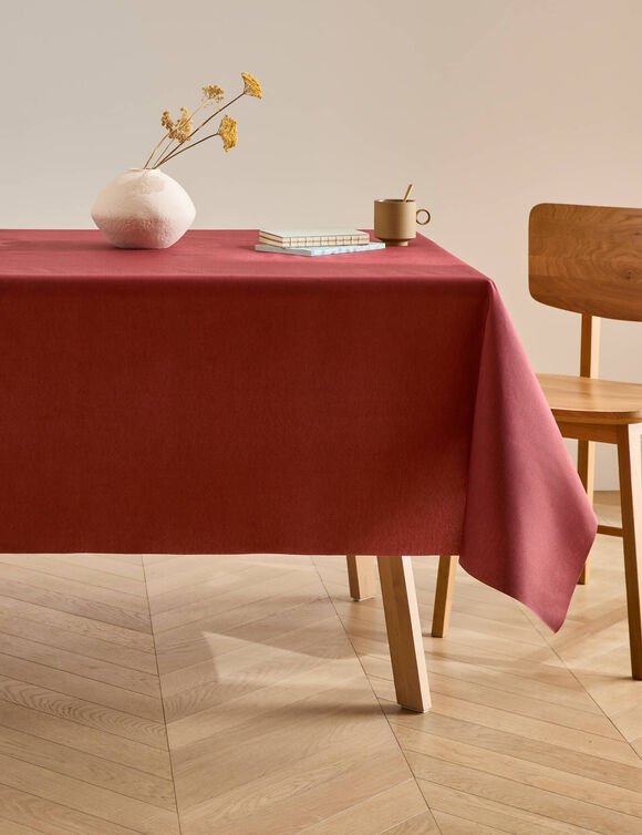 Effen tafellaken met coating (terracotta)