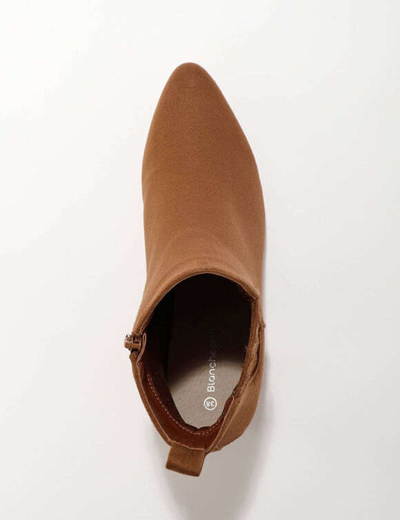 Boots folk élastiquées et zippées à talon (caramel)