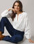 Effen blouse met 3D-borduursels (wit)
