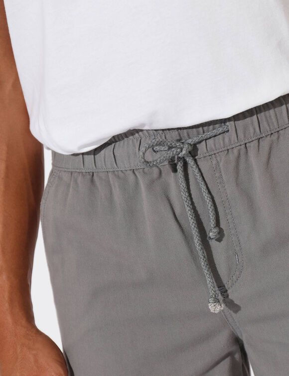 Bermuda cargo gabardine élastiqué (gris)