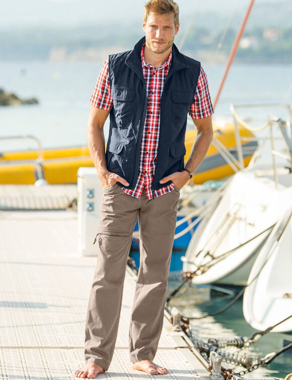 Pantalon 3/4 élastiqué + ceinture assortie (beige foncé)