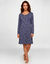 Chemise de nuit imprim&eacute;e flocons, jersey pur coton (bleu / &eacute;cru)