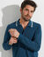Effen polo in piquétricot met lange mouwen (eendenblauw)