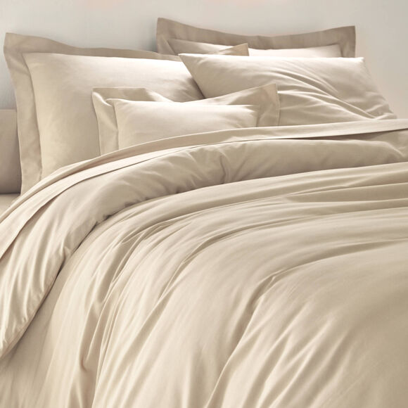 Linge de lit uni coton  (sable)