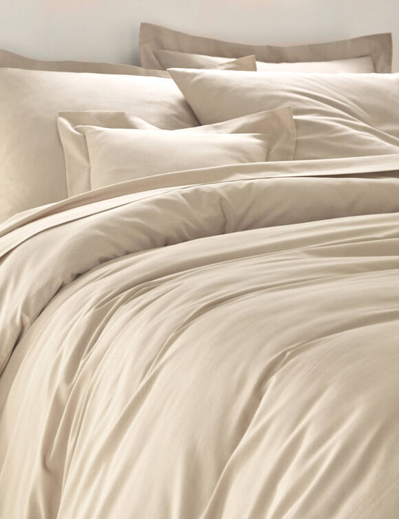 Linge de lit uni coton  (sable)