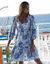 Korte jurk met bloemenprint, viscose (ecru / blauw)