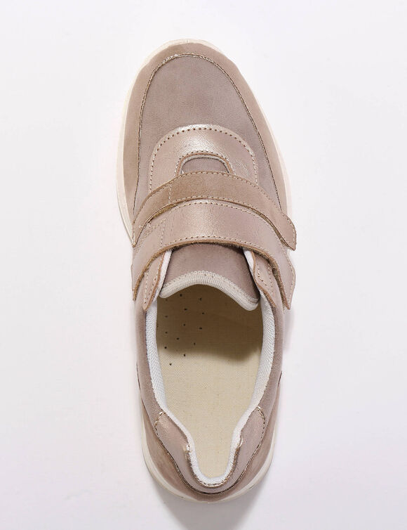 Baskets scratch&eacute;es sp&eacute;cial pieds sensibles en tissu extensible (beige)