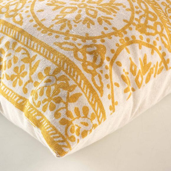 Coussin rectangulaire imprimé mandala (jaune)