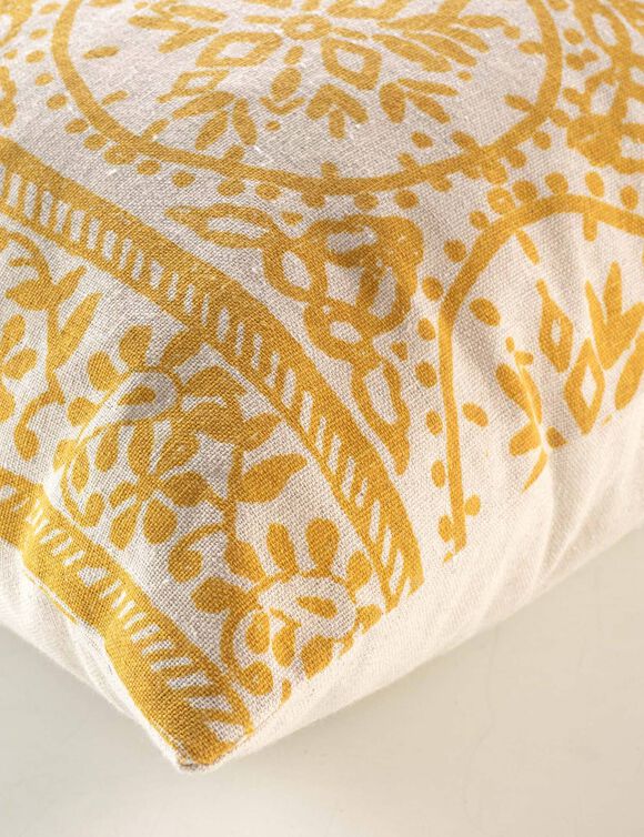 Coussin rectangulaire imprimé mandala (jaune)