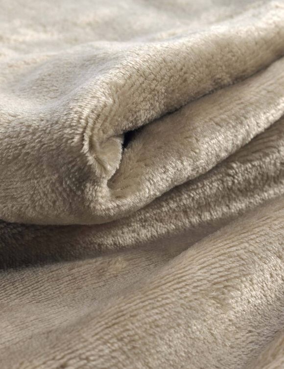 Plaid polaire, toucher peluche (taupe)