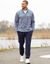 Sweater met truckerskraag en rits, in tricot met moltonvoering (chiné blauw)